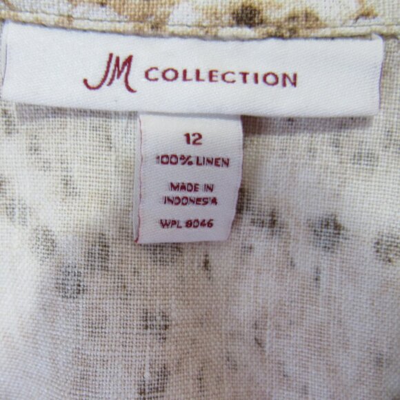 JM Collection Women's Linen Animal Print Button Front Tops Blouse Size 12 - Picture 3 of 6